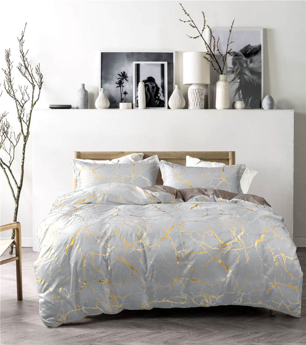 Luxury Gold Marble texture Foil style Duvet cover Set - Image 4