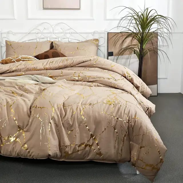 Luxury Gold Marble texture Foil style Duvet cover Set - Image 2
