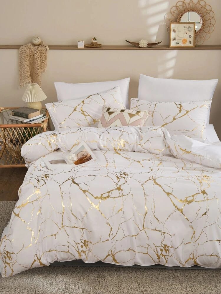Luxury Gold Marble texture Foil style Duvet cover Set - Image 3