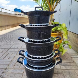 Bosch 10pc Granite Cooking Pot Cookware Set - Black