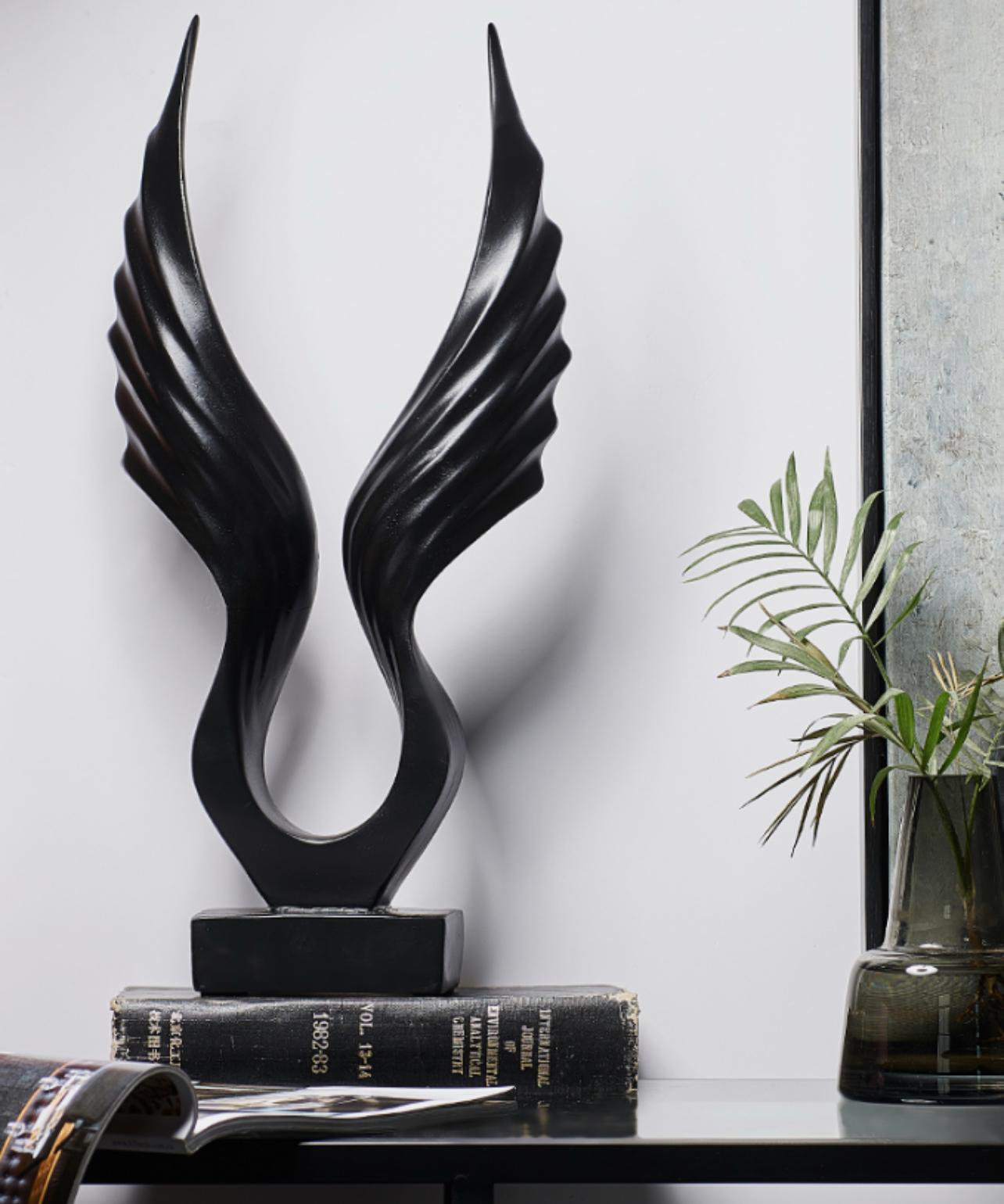 Gold Angel Wings Sculpture Statue - Divine Home Décor Sculpture Figurine for Home | Living Room | Office | Hotel | Restaurant Decorative centre piece Items