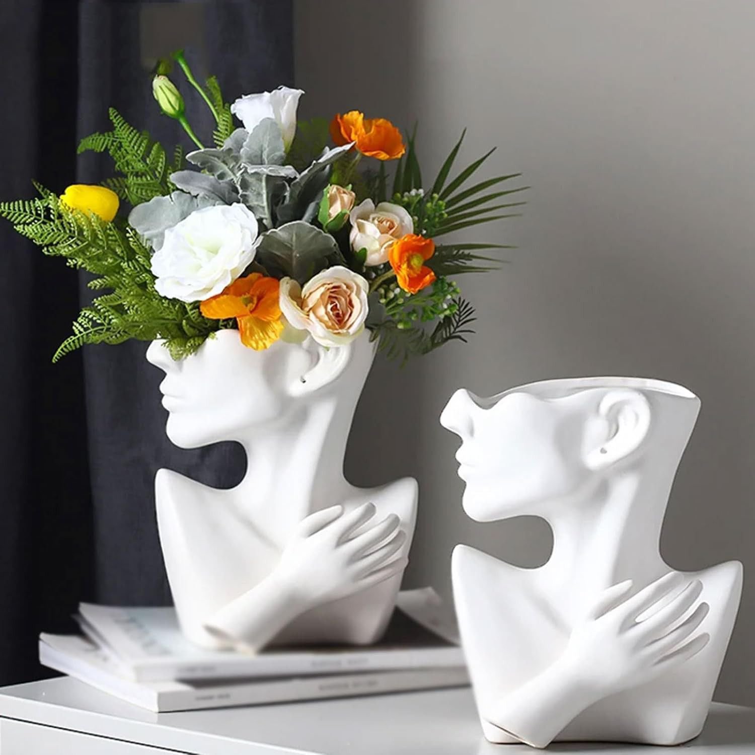 Ceramic Vase Human Head Abstract Half Body Flower vase Flower Arrangement Human Face Modern Home Decoration
