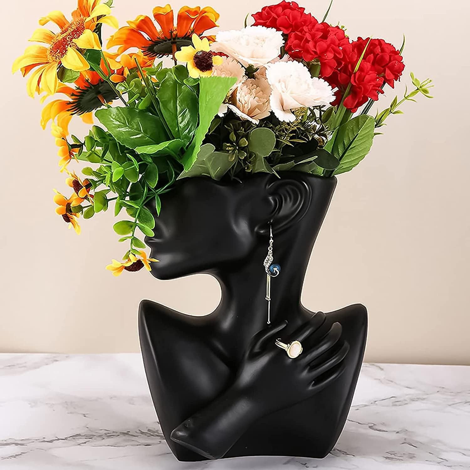 Ceramic Vase Human Head Abstract Half Body Flower vase Flower Arrangement Human Face Modern Home Decoration - Image 2