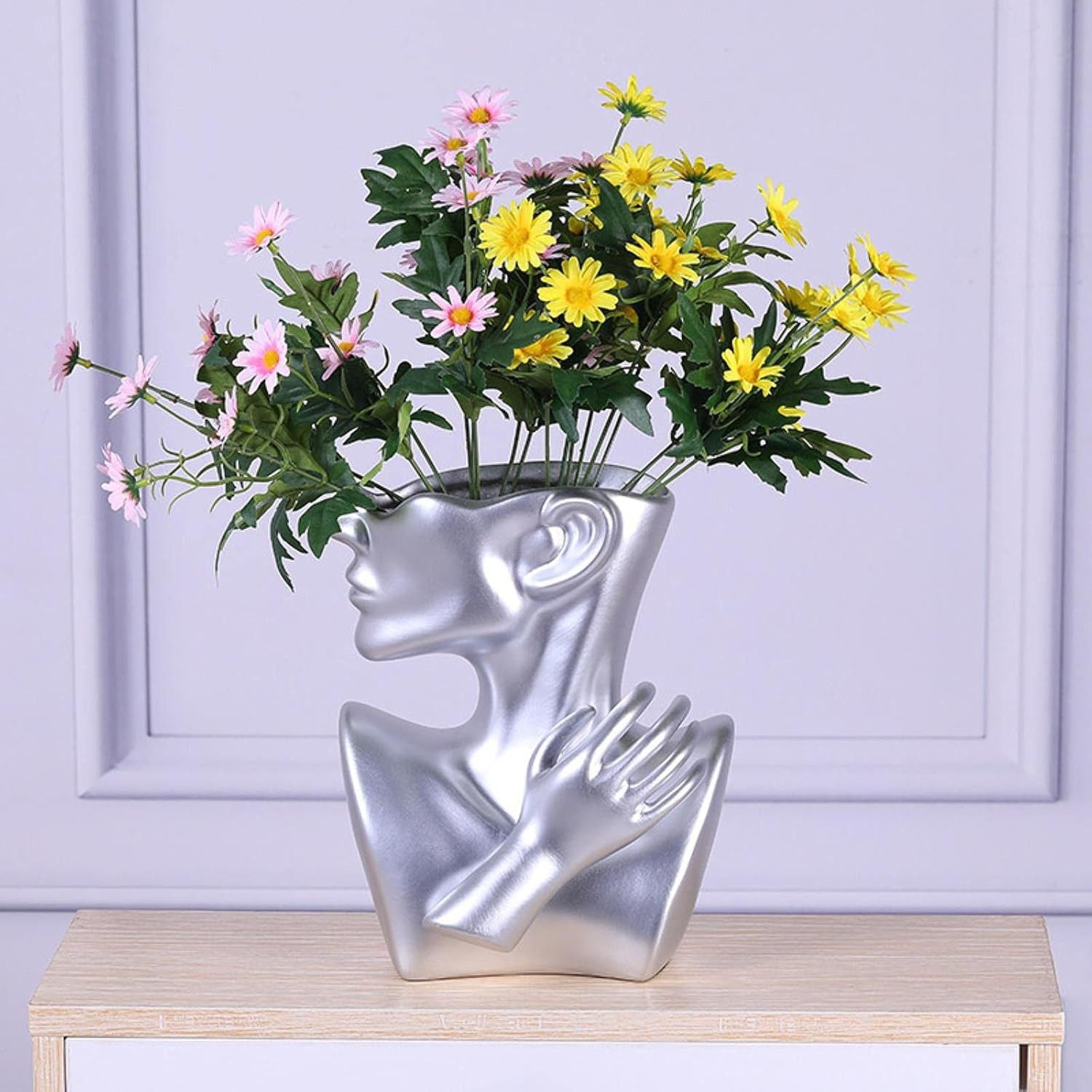 Ceramic Vase Human Head Abstract Half Body Flower vase Flower Arrangement Human Face Modern Home Decoration - Image 5