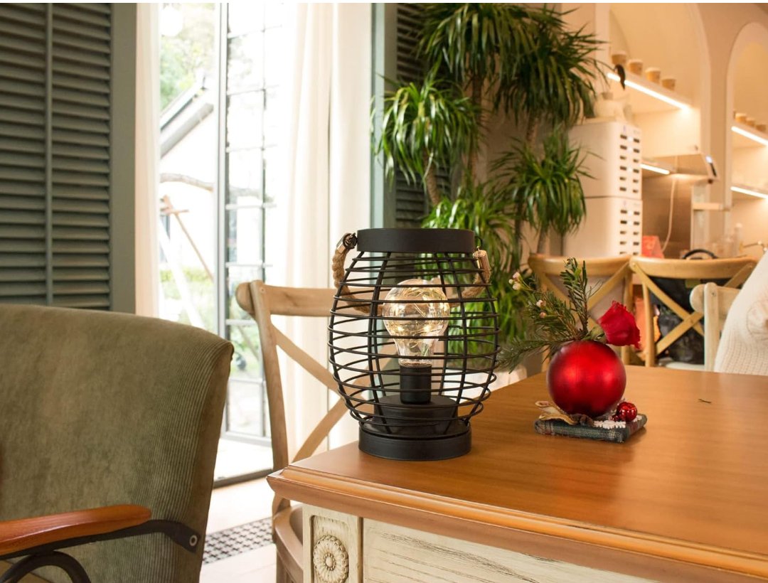 Metal Battery Lamp Cordless Lantern Table Lamp with Handle Accent LED Warm White Fairy Light Bubble Great for Indoors Outdoors Living Room Patio Weddings Parties - Image 4