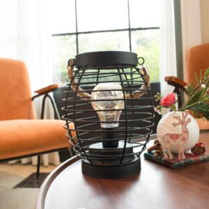 Metal Battery Lamp Cordless Lantern Table Lamp with Handle Accent LED Warm White Fairy Light Bubble Great for Indoors Outdoors Living Room Patio Weddings Parties