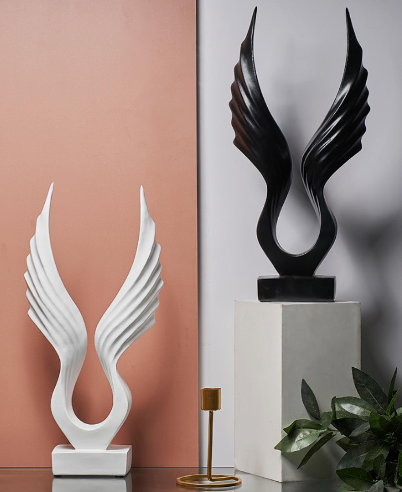 White Angel Wings Sculpture Statue - Divine Home Décor Sculpture Figurine for Home | Living Room | Office | Hotel | Restaurant Decorative Centre piece Items - Image 2