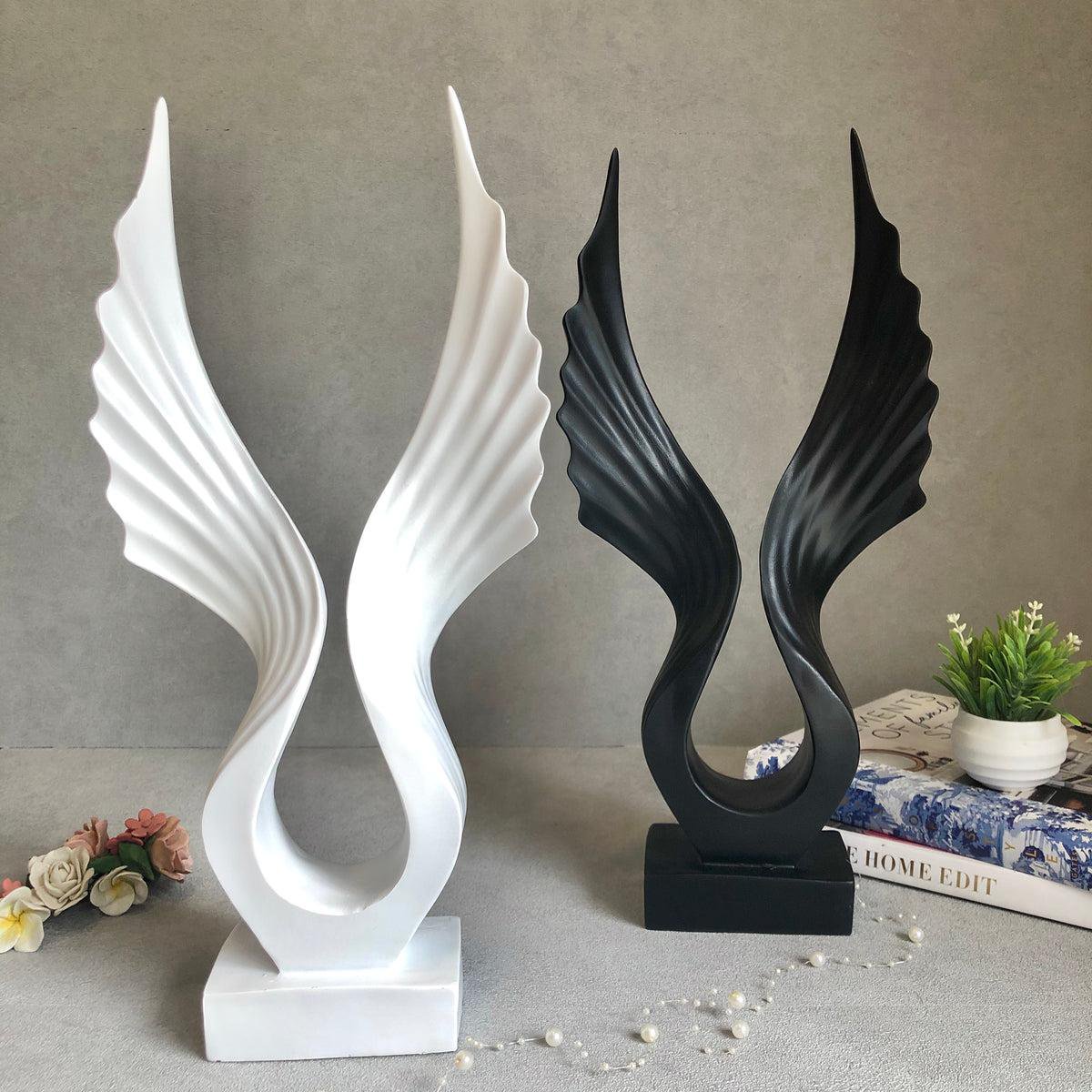 White Angel Wings Sculpture Statue - Divine Home Décor Sculpture Figurine for Home | Living Room | Office | Hotel | Restaurant Decorative Centre piece Items - Image 3