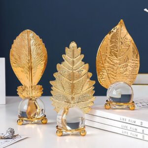 Crystal ball leaf decor pieces