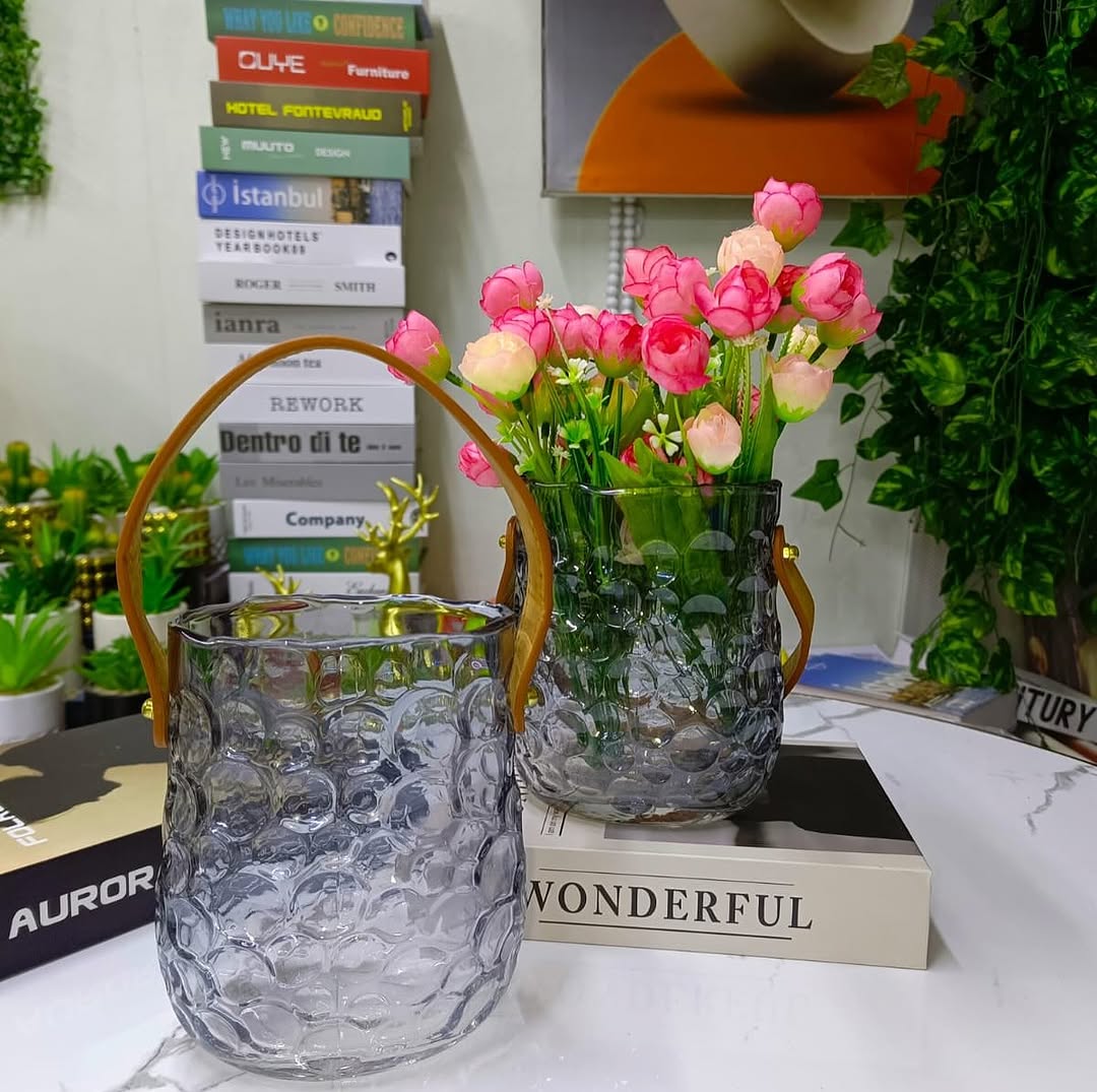 thick glass flower vase