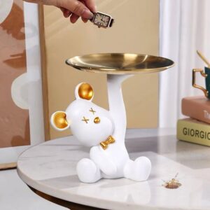 Bear sculpture with key tray