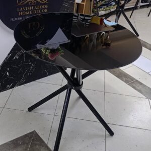 Round Black Tempered Glass Dining Cocktail Table