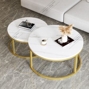 2 in 1 pure marble stone Nesting Coffee table