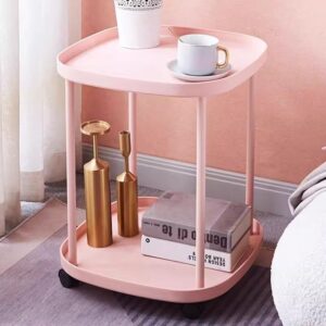 2 Layer Small Side Table / Bedside Table / Nightstand with wheels