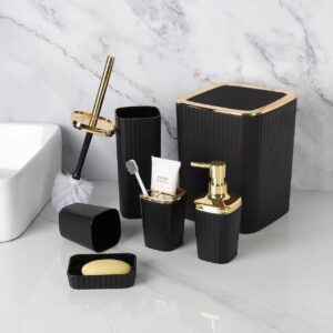 6-Piece Luxury Bathroom Accessories Set – Square Design with Gold & Silver Accents | Elegant Bathroom Organizer Kenya