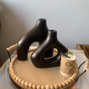 Rustic Wooden Round Beaded Tray