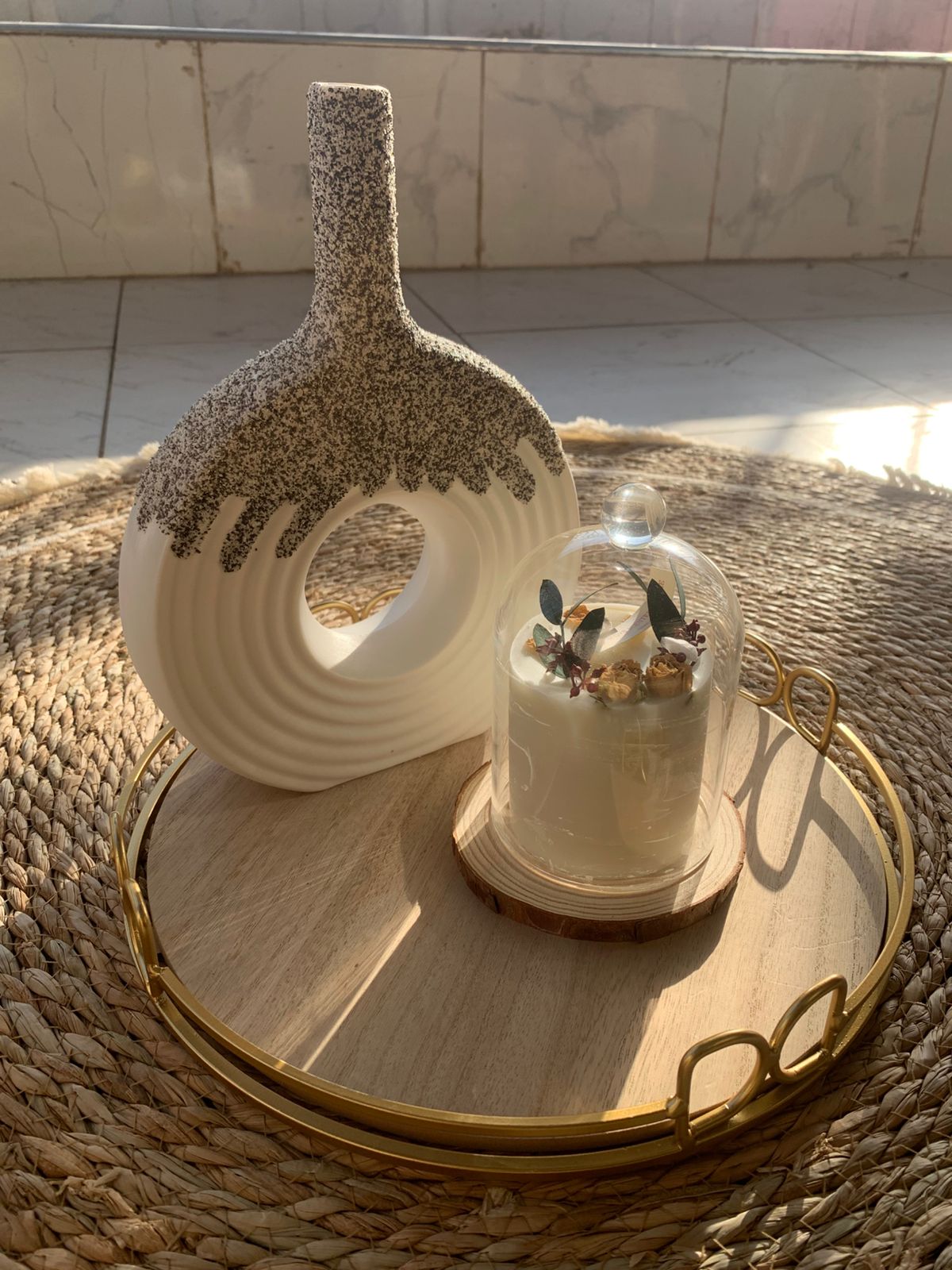 Decorative Gold Metal And Wood Tray - Image 3