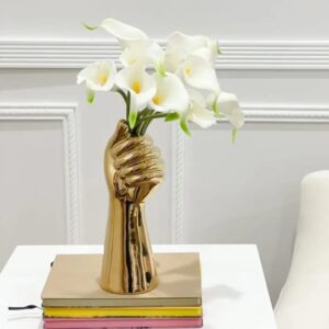 Ceramic folded hand vase