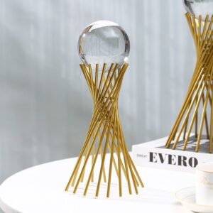 2 piece Gold Metal Statue Decorations Crystal Ball Sculpture Home Decoration Living Room Dining Room Table Shelf
