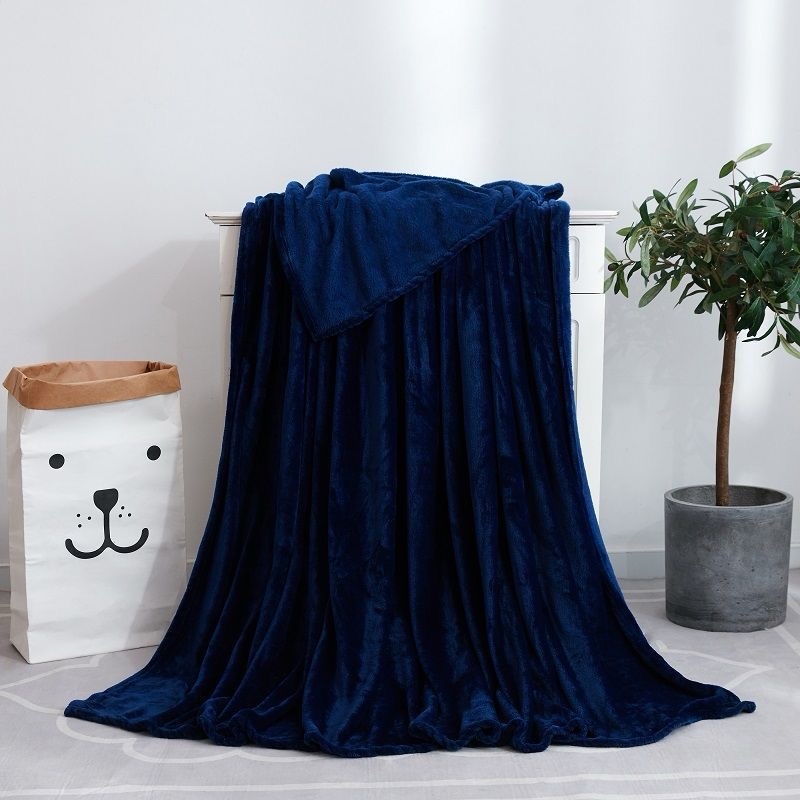 Decorative Plain Coral Fleece Throw Blanket - Image 2