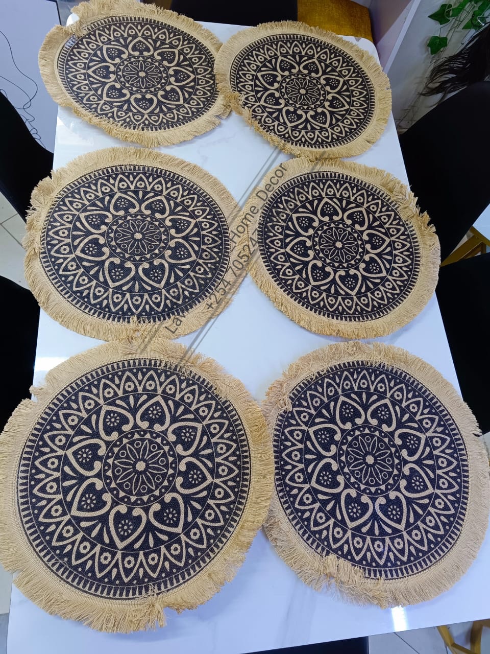 Bohemian Table Placement Mats Boho Round Placemats Set of 6, 13 Inch Woven - Image 10