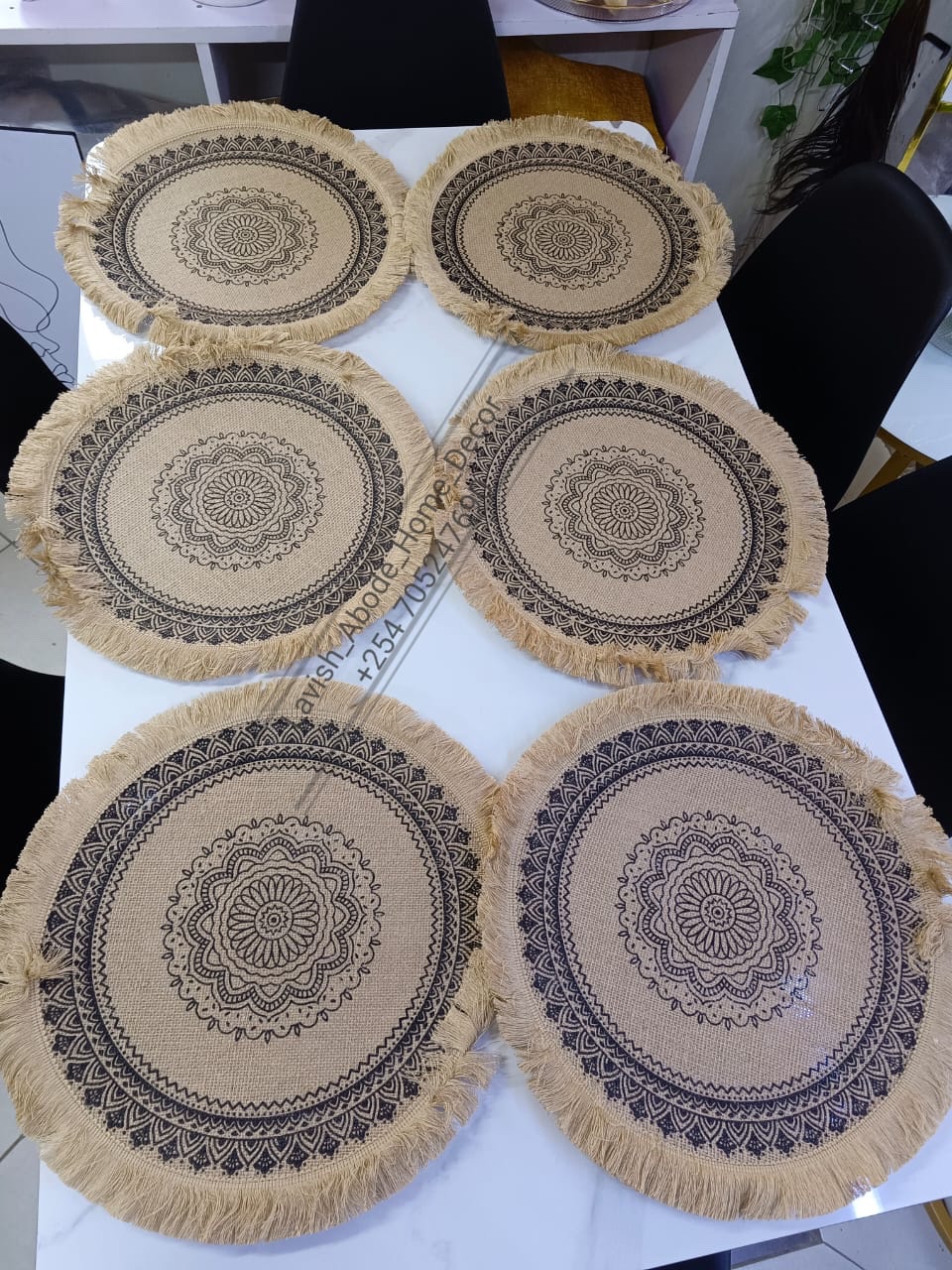 Bohemian Table Placement Mats Boho Round Placemats Set of 6, 13 Inch Woven - Image 11