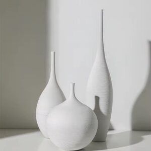 Luxury 3pc Ceramic White Brushed Decor
Vases