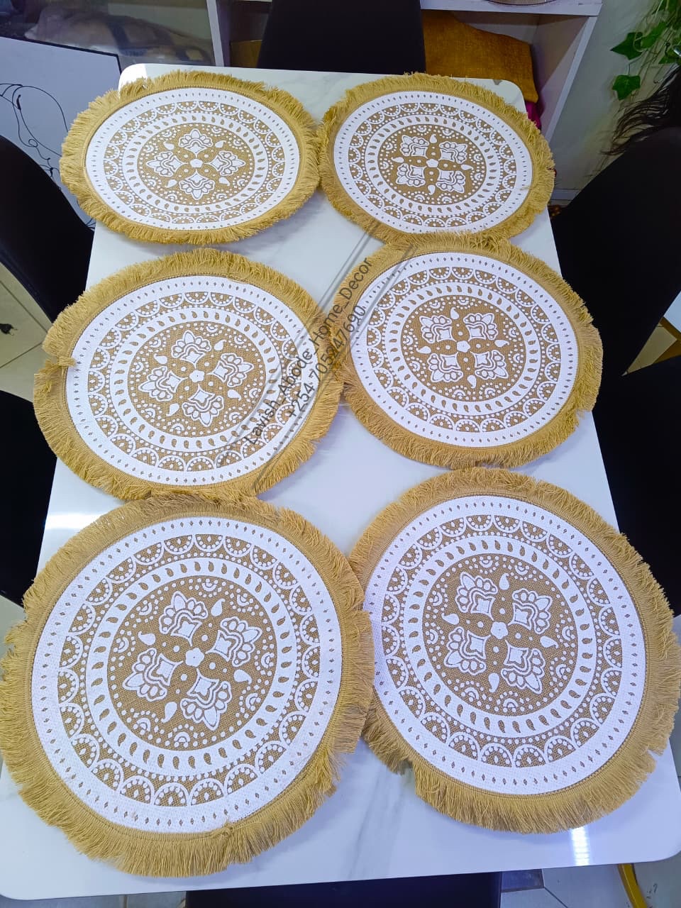 Bohemian Table Placement Mats Boho Round Placemats Set of 6, 13 Inch Woven - Image 9