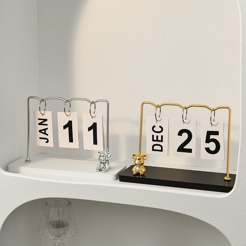 DIY Flip Calendar with Bear Metallic and Wooden Office and House Decor - Image 4