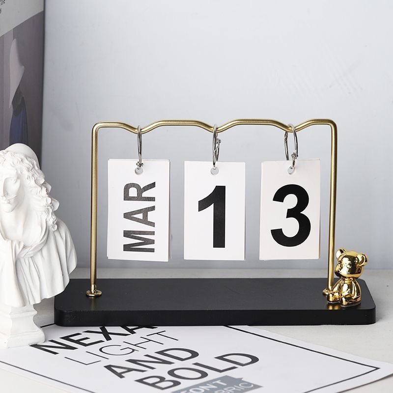 DIY Flip Calendar with Bear Metallic and Wooden Office and House Decor