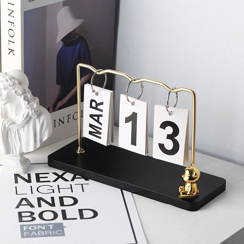 DIY Flip Calendar with Bear Metallic and Wooden Office and House Decor - Image 3