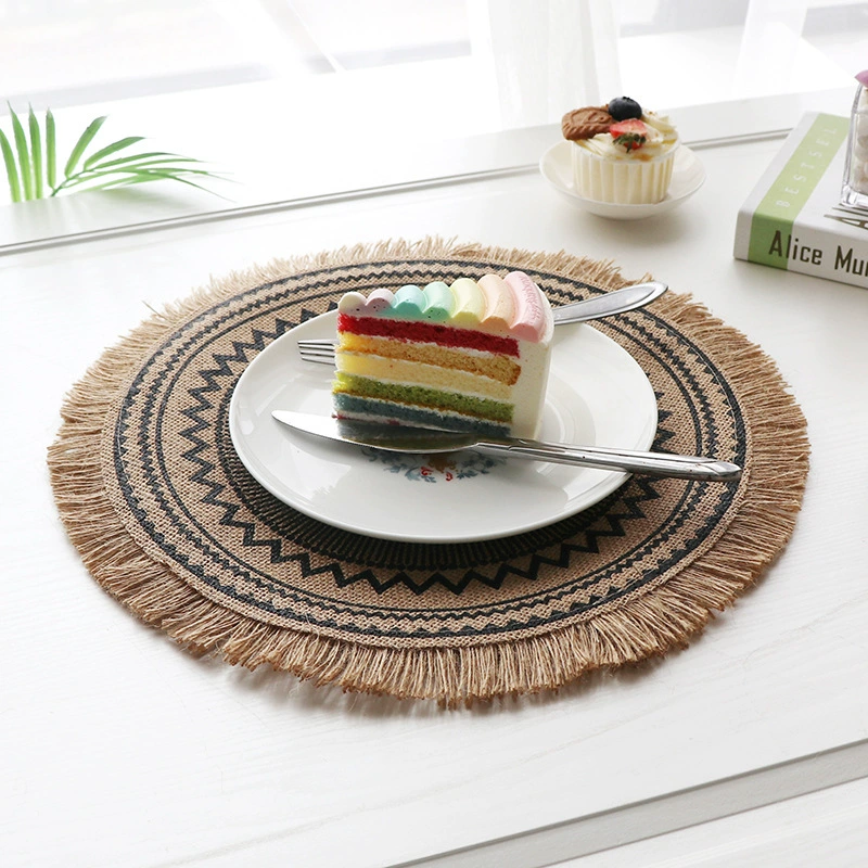 Bohemian Table Placement Mats Boho Round Placemats Set of 6, 13 Inch Woven - Image 4