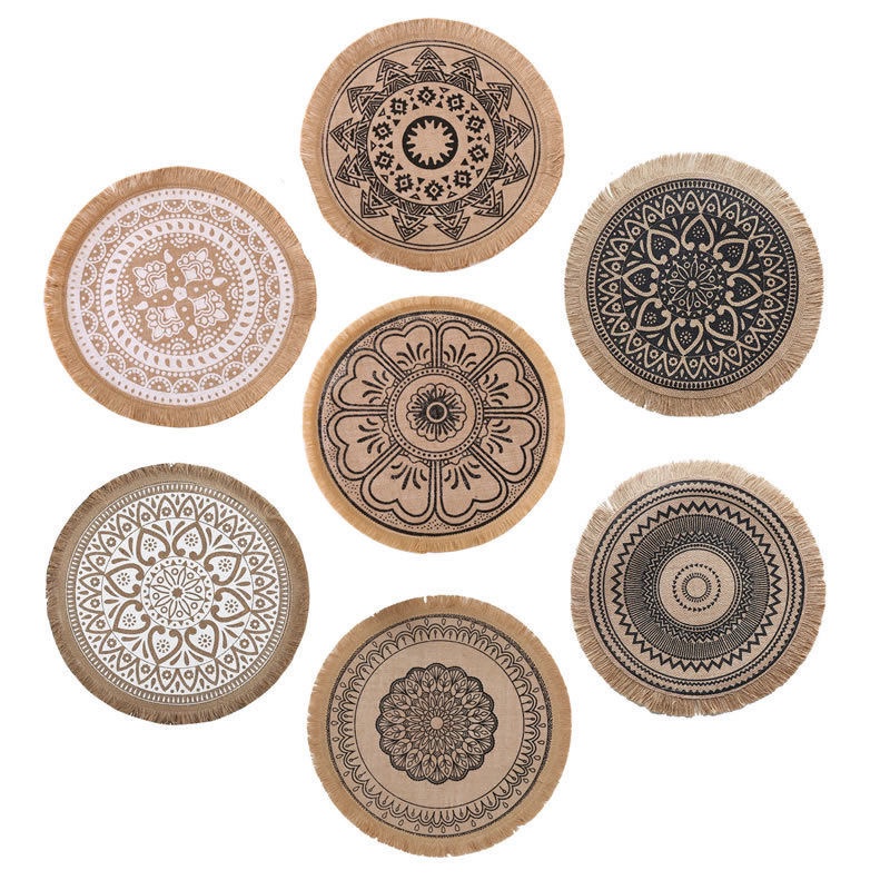 Bohemian Table Placement Mats Boho Round Placemats Set of 6, 13 Inch Woven - Image 7