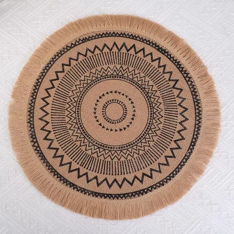 Bohemian Table Placement Mats Boho Round Placemats Set of 6, 13 Inch Woven - Image 6