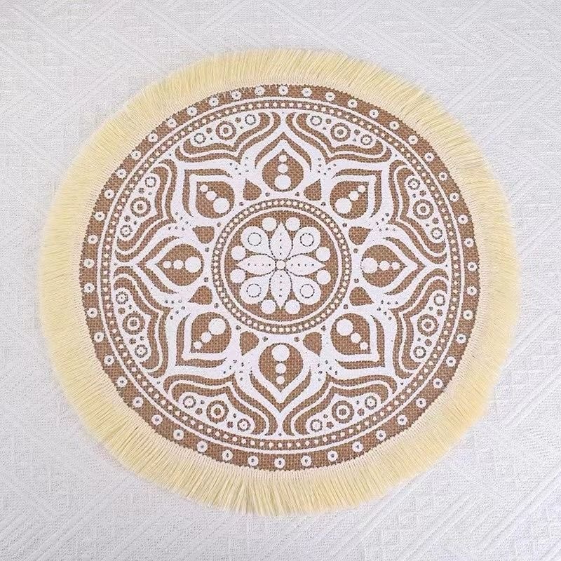 Bohemian Table Placement Mats Boho Round Placemats Set of 6, 13 Inch Woven - Image 12