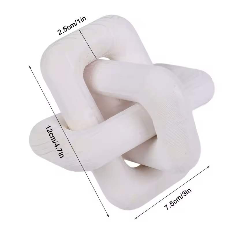 White Wooden Knot Decor, 3-Link Wood Chain Link Decor - Image 3
