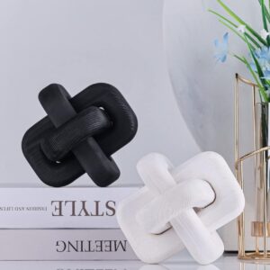 White Wooden Knot Decor, 3-Link Wood Chain Link Decor