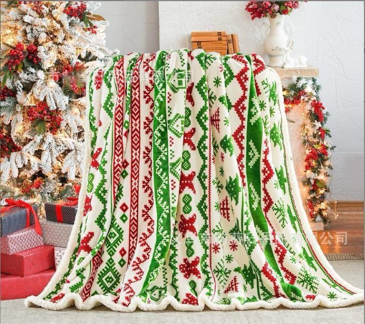 Double Layered Xmas Blanket Snowflake Series Printed Blankets Flannel Lamb Wool Oversized Down Throw Carpet Size 150cms by 200cms (5*6) - Image 6