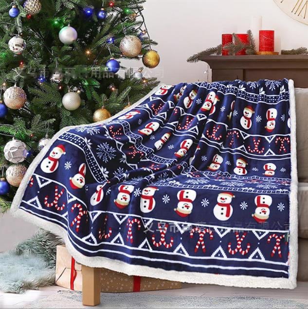 Double Layered Xmas Blanket Snowflake Series Printed Blankets Flannel Lamb Wool Oversized Down Throw Carpet Size 150cms by 200cms (5*6) - Image 8