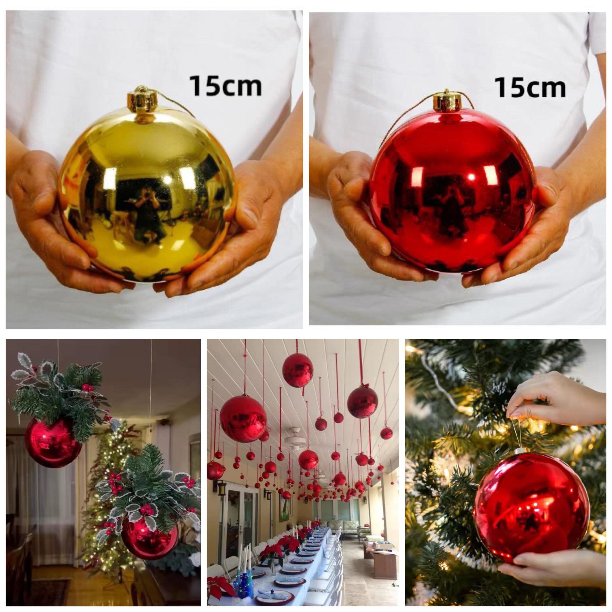 Christmas Tree Ornaments Hang Shiny Bauble Ball For Home Bar Party Wedding Xmas Decor Decoration Ball 1pcs 15cms - Image 3