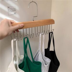 Multi hook underwear or bag hanger Wooden plank 8 hook hanger