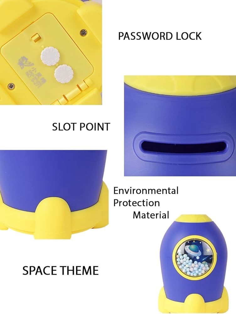 Rocket piggy bank - Blue, Pink, Purple and Light Blue Gift for Kids Boys and Girls - Image 4