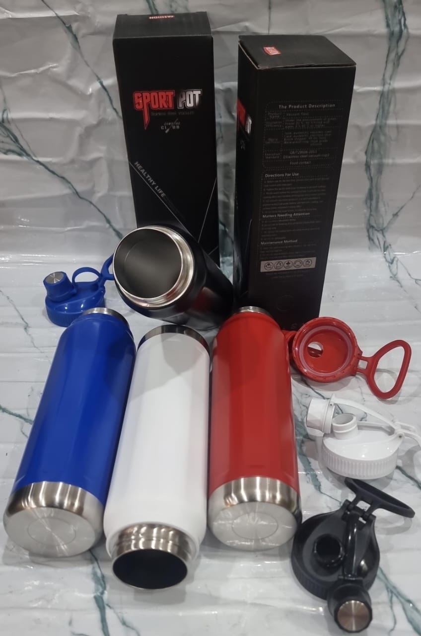 850ml stainless steel thermos sport pot ~camping club~ White Blue Black Red - Image 4