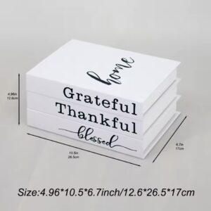 Set of 3 Decorative Books for Home Decor, Faux Books for Decoration, Fake Books Book Decor for Living Room Coffee Table (Blessed, Grateful, Thankful)