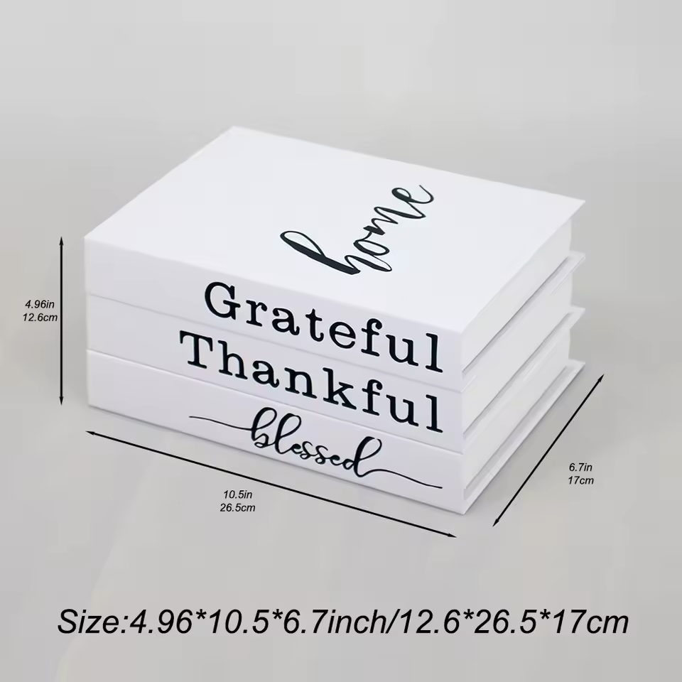 Set of 3 Decorative Books for Home Decor, Faux Books for Decoration, Fake Books Book Decor for Living Room Coffee Table (Blessed, Grateful, Thankful)
