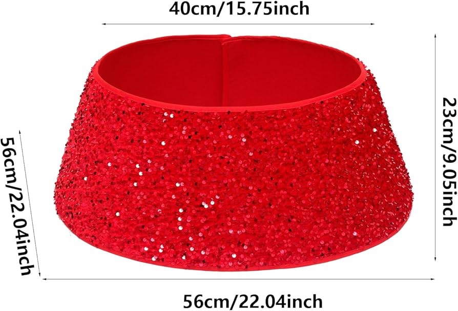 Red Christmas Tree Stand Cover - Sequin Foldable Christmas Tree Bottom Skirt,Christmas Tree Decor Suitable for Shopping Mall, Garden, Living Room, Offices, Hotel Buniq - Image 4