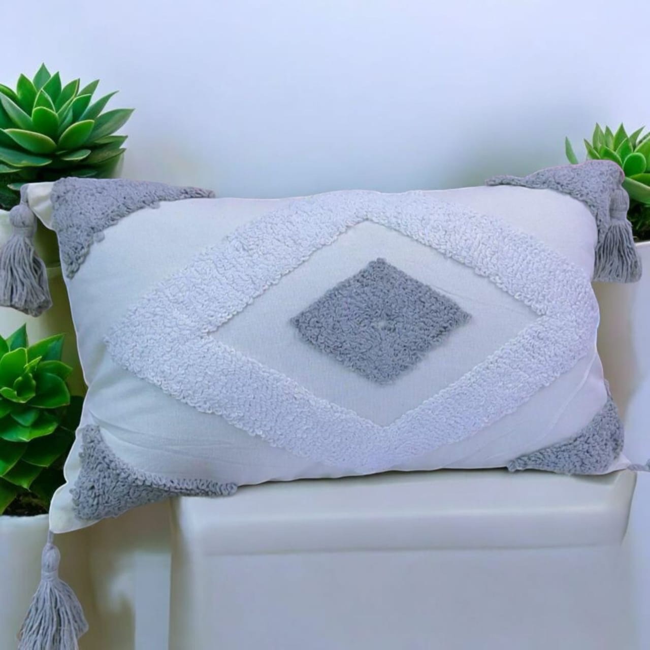 Boho Lumbar Throw Pillow Cases Size 30x45cm Cushion Cover With Tassels - Image 2