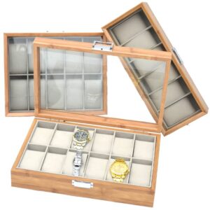 12 Slots Wooden Watch Organizer Watch Display Case With Glass Top
Jewelry Organizer for men and women Best gift ever