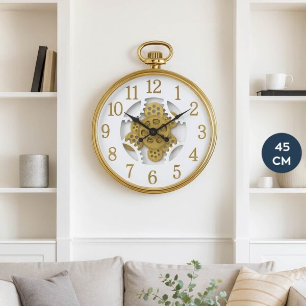 Decorative Gear Wall Clock Gold Color Wall Decor Antique Mechanical ...