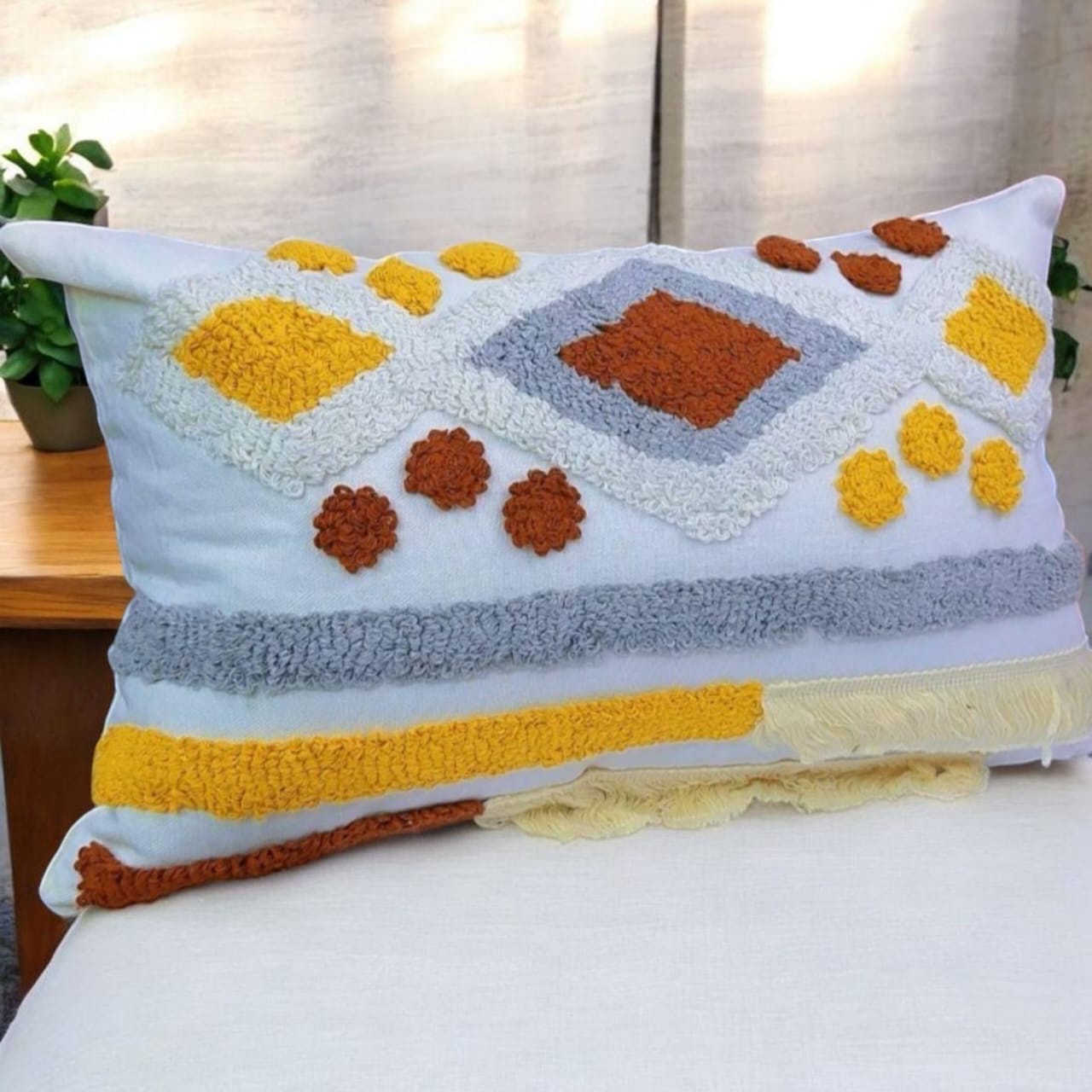 Boho Lumbar Throw Pillow Cases Size 30x45cm Cushion Cover With Tassels - Image 6